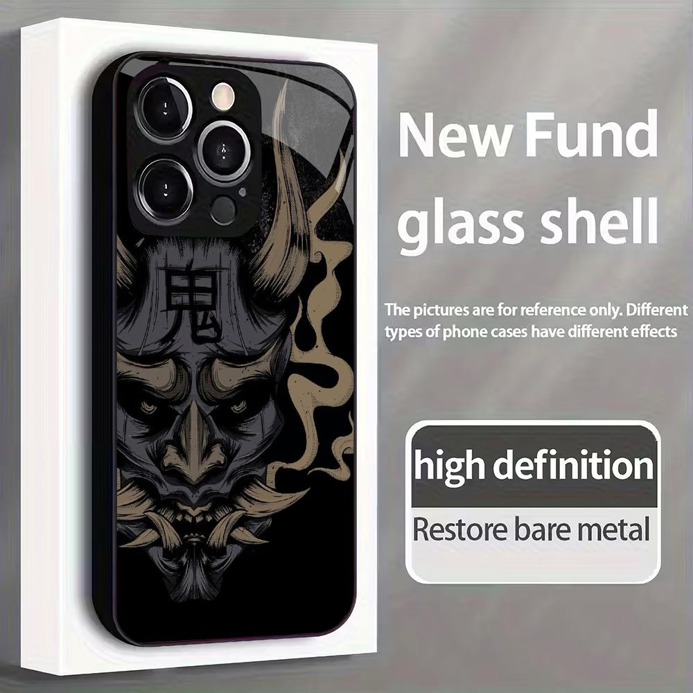 Mask design tempered glass mobile phone case suitable for iPhone 17Promax anti-fall 16 15 14 13 12 11 Pro/ Max /Plus shockproof