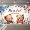 Gender Party Banner Glitter Text Announcement Display Celebration Background Cute Bear Design For Welcome