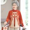 Middle-aged and Elderly Women with Velvet Tops In Winter, Mother's Autumn Wedding Banquet, Tang Suit Cardigan and Grandma's Sweater Two-piece Suit