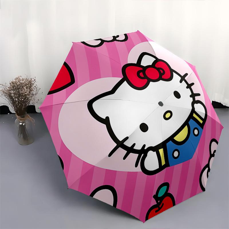 Hello Kitty,Bow Automatic Umbrella-Foldable, Durable 8-Bone Design, Compact and Stylish, Great for Camping, Halloween, Christmas, Mother's D
