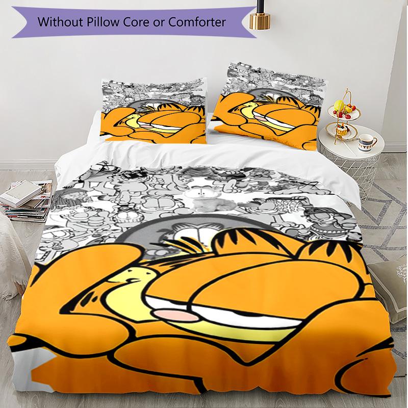 3pcs Duvet Cover Set (1*Duvet Cover + 2*Pillowcase, Without Core), Garfield Print Soft All‑Season Bedding Set, Home Bedroom Decor Gift