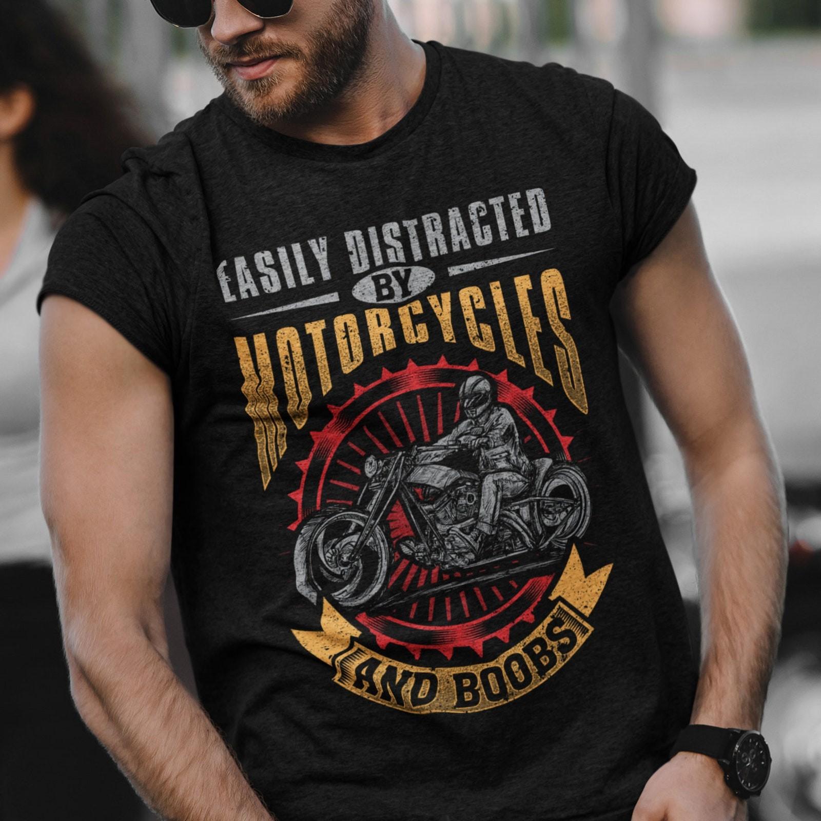 Easily Distracted By Motorcycles, Biker Tees, Motorcycle Shirt, Bike Shirt #32 XL