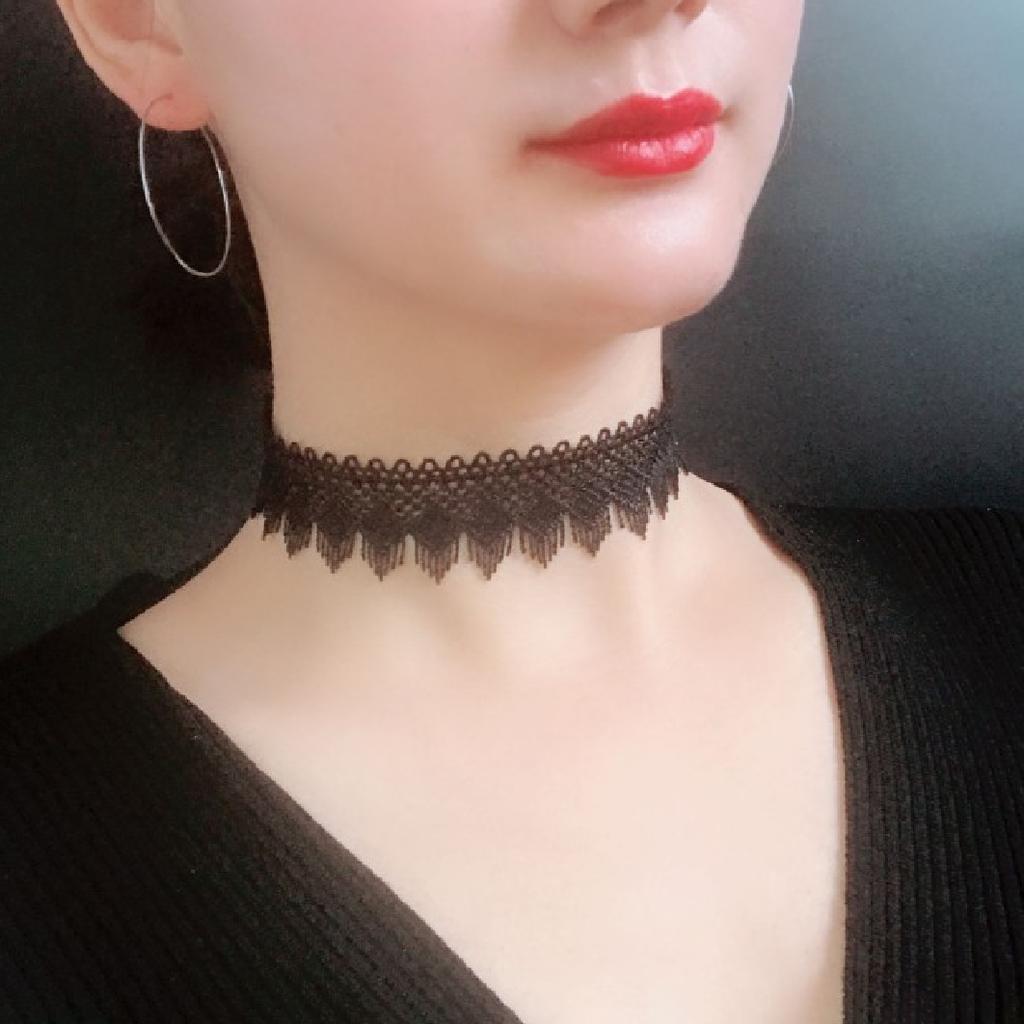 Koreanische Mode Samt Halsband Halskette für Frauen Vintage Sexy Spitze Halskette mit Anhänger Gothic Mädchen Hals Schmuck Zubehör