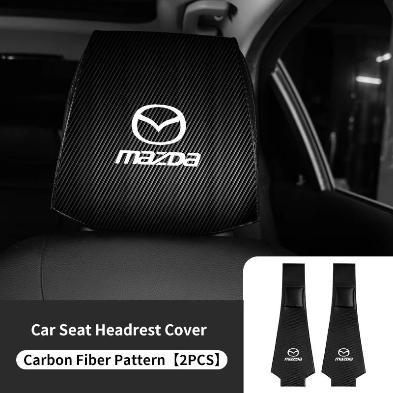 2025 Hot 2PCS Leather Car Seat Headrest Protective Cover Accessories For Mazda 6 3 2 CX5 CX7 323 Demio Axela Atenza CX9 MX3 MX5