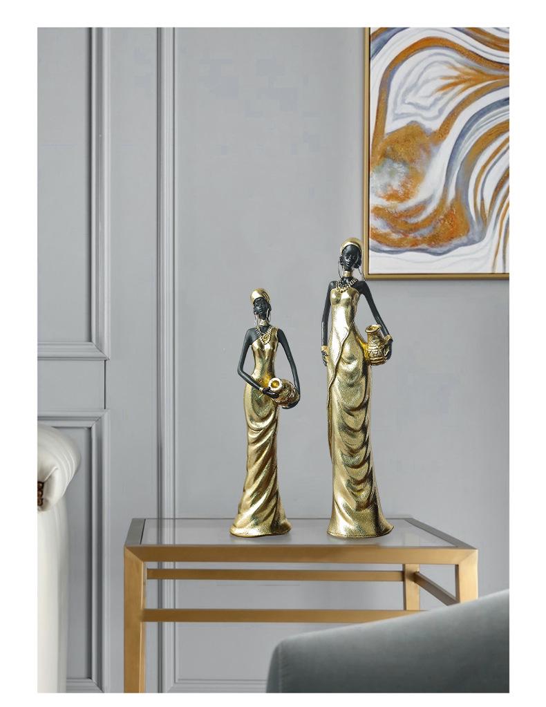 Modern Retro African Black Figurine Ornaments - Creative Soft Decor for Light Luxury Living Room