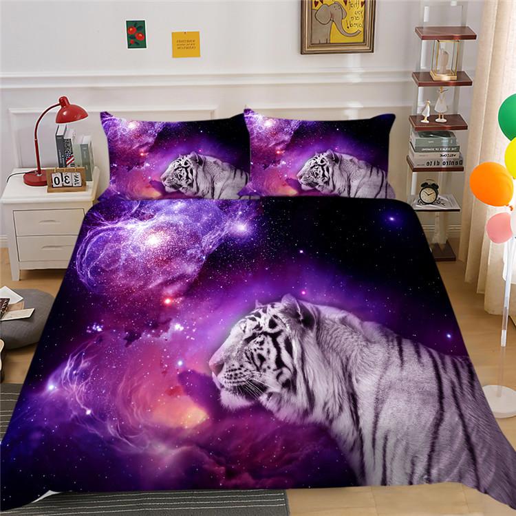 3D Digitaldruck Sternenhimmel Tier-Serie Bettbezug Kissenbezug Dreiteiliges Set Polyester