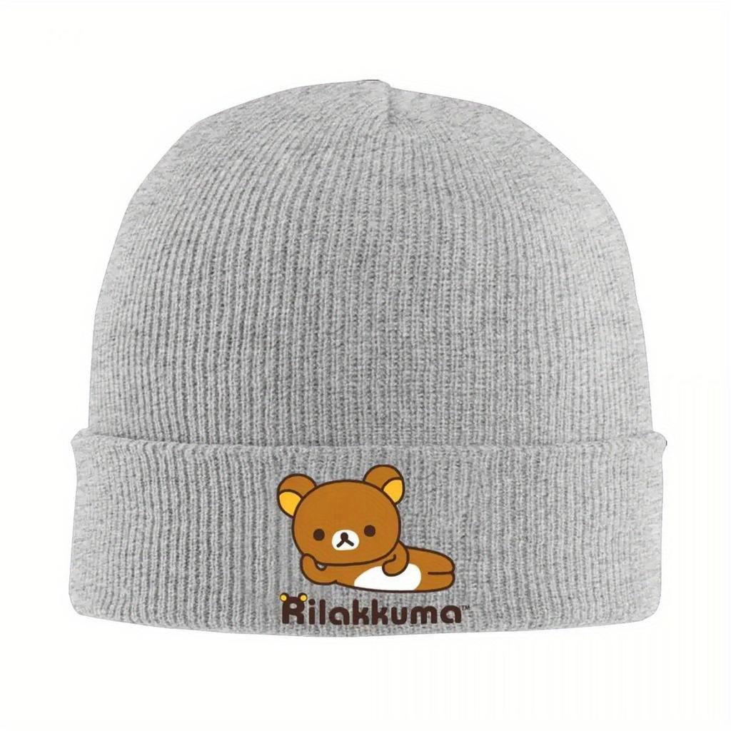 Cute Rilakkuma Beanie Hats Japanese Bear Skullies Beanies Kpop Head Wrap Unisex Women Unisex Caps Autumn Hip Hop Bonnet Hats Gift