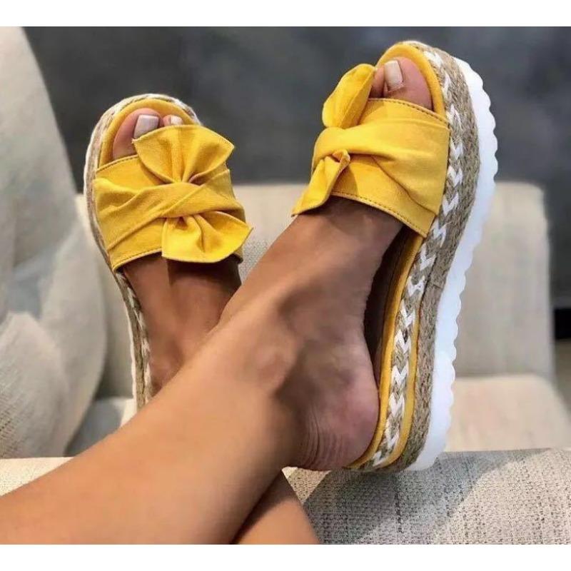 

Женские милые сандалии с бантом, повседневные сандалии-слипоны, женские повседневные сандалии на платформе для вечеринки 40 жёлтый