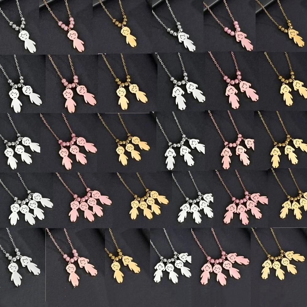 Stainless Steel Boy Girl Necklace Pendant Lover Necklace Choker Family Necklace Lovers