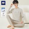Xiaofu Men's Striped Cotton Thermal Underwear Set