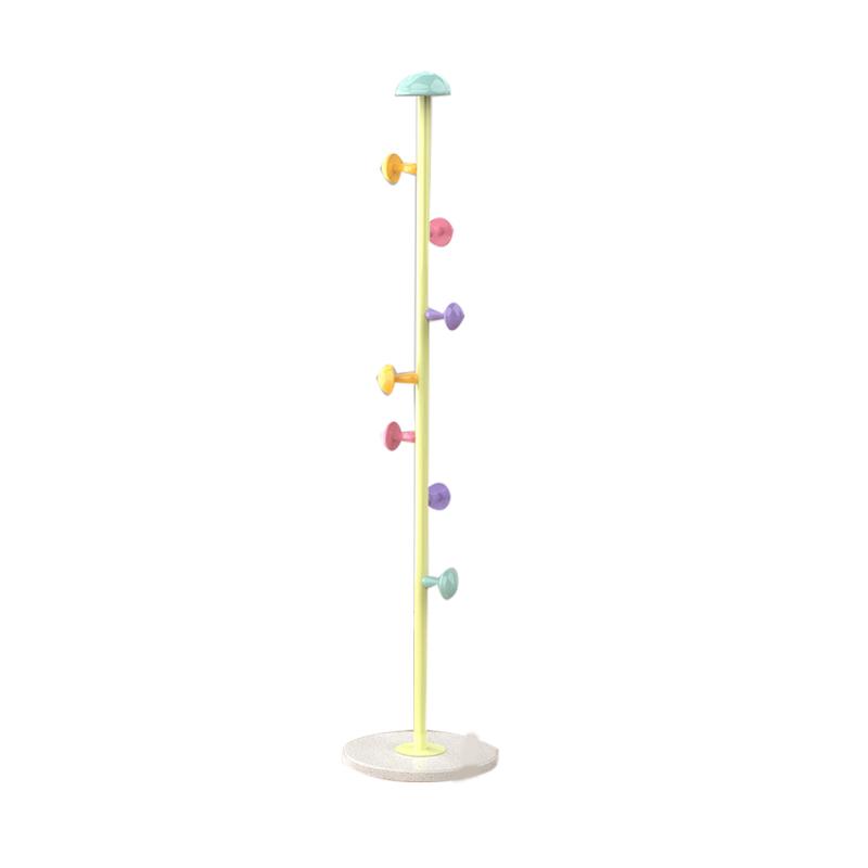 Stand Hanger Rack Metal 7 Hooks Removable Houseware Standing Coat Hanger for Bedroom Fresh Yellow