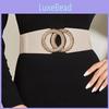 Fall Womens Leather Wide Belt With Serpentine Double Round Buckle For Coats