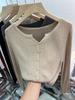 Autumn Winter 2026 Long Sleeve Casual V-Neck Sweater Korean Style Soft Knitted Base Cardigan Woman Early Solid Versatile Tops