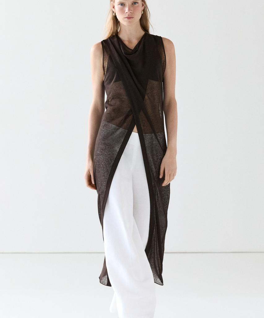 Masimodutti Linen Crossover Dress