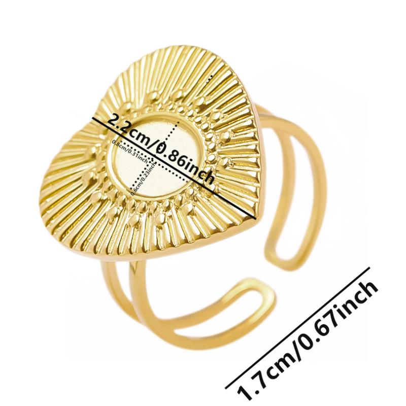 1Pcs Open Adjustable Stainless Steel Heart Sun Leaf Rings Diy Cabochons Silver/Gold Ring For Women Men Handmade Supplies