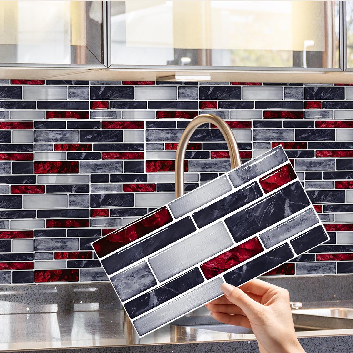 

Водонепроникна кухонна наклейка ПВХ потовщена кристалічний 3D ефект мармурова плитка настінна наклейка самоклейка декорація 15*30cm