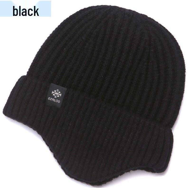 Men's Winter Knit Hat and Scarf Set with Ear Protection for Seniors