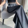Spring Summer Elegant Button Women's Wide Leg Pants High Waist Solid Casual Loose Straight Trousers for Womens