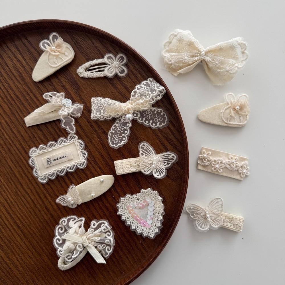 Cute Milk Apricot Lace Hair Clip Hair Accessories Headwear Kids Hairpins Handmade Bow Barrettes