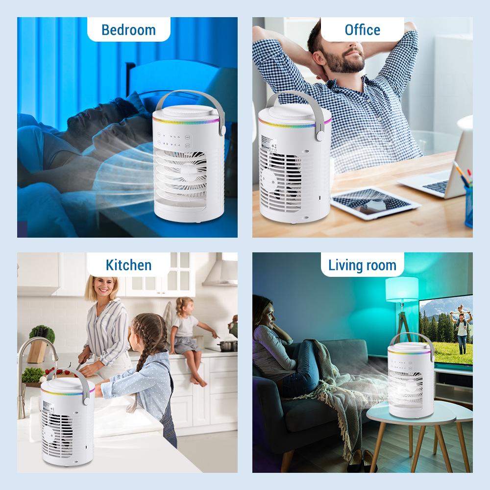 Portable USB Air Conditioner Fan with Ice Water Cooling, 3-Speed, Desktop Compatible