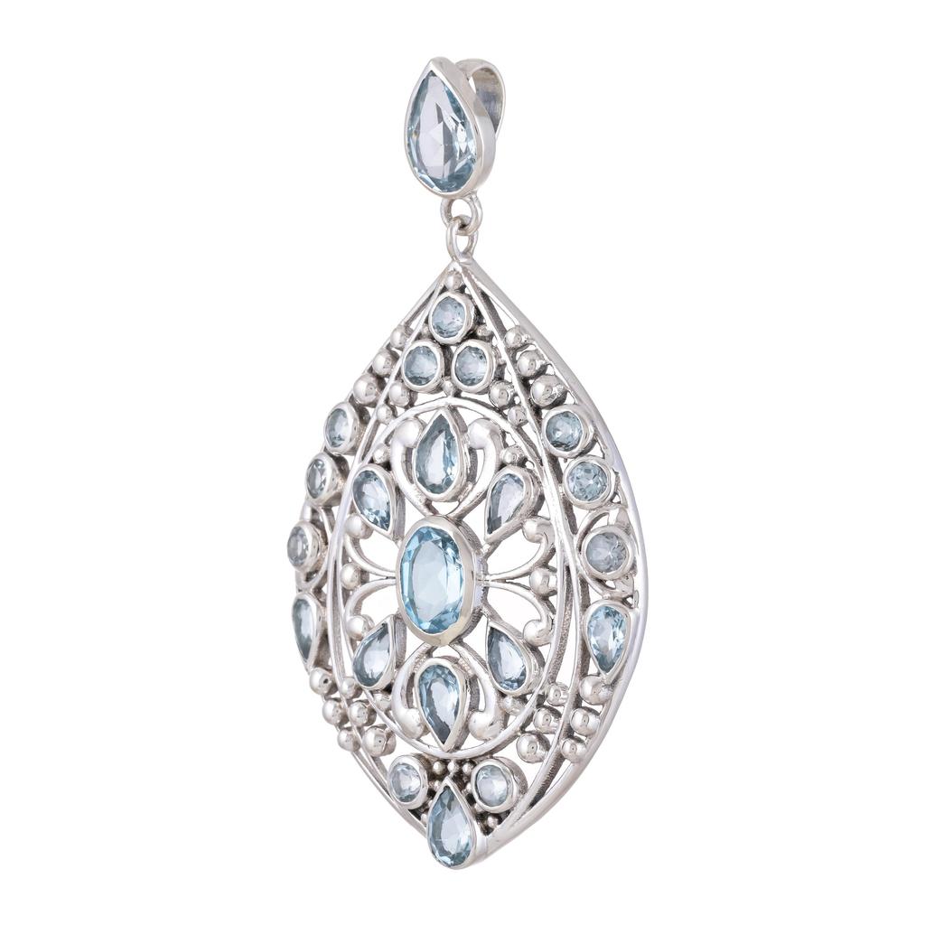 Antique Garnet Pendant: Large Sterling Silver Multi-Stone Design