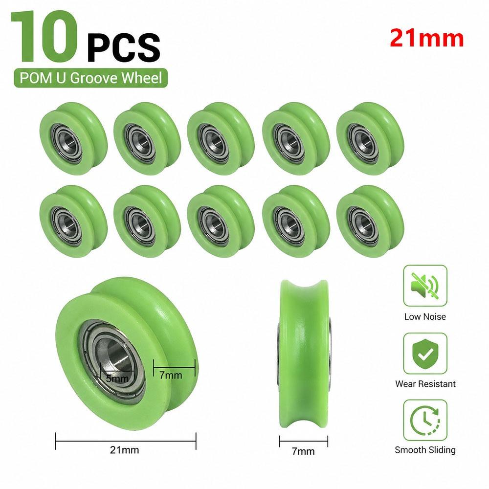 10Pcs Nylon POM Bearing Pulley Stainless Steel Rubber-Coated Pulley for Doors Windows