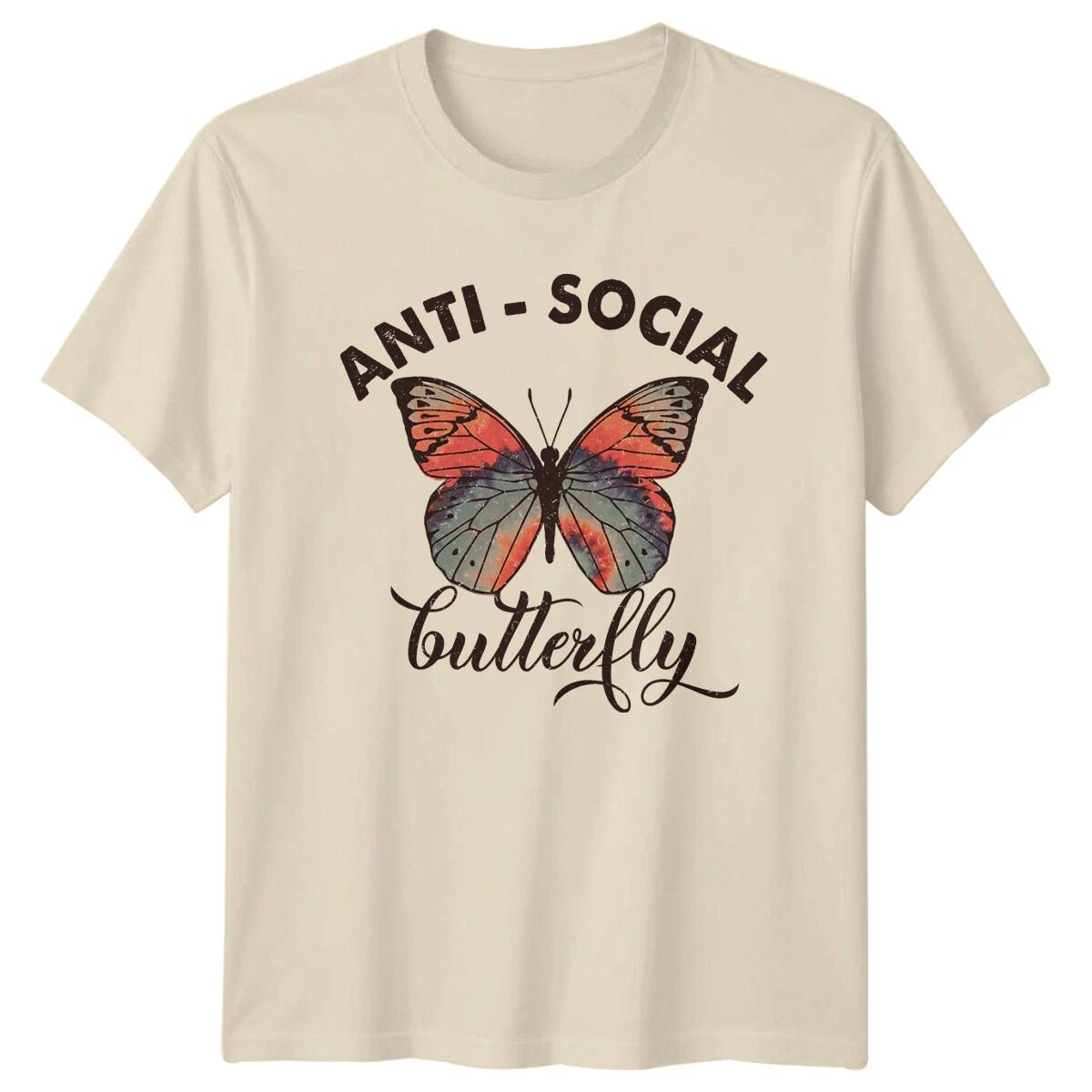 Anti-Social Butterfly Graphic Nature T-Shirt XXXXL