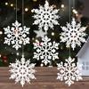 White Snowflake Ornaments, 6 Pack Large Plastic Snowflake Decorations Snowflakes Christmas Decorations, Hanging Snowflake Decorations for Winter