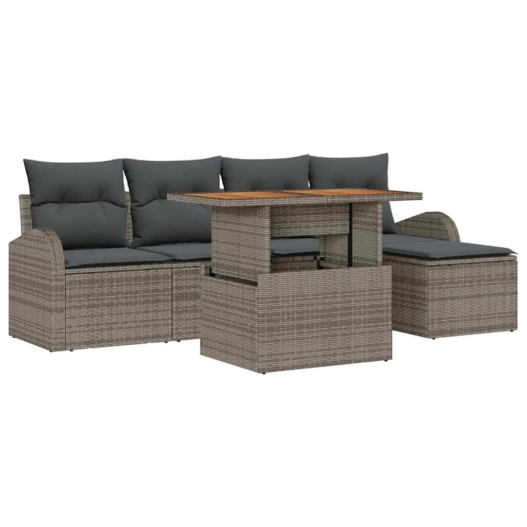 Garden Sofa Set with Cushions 6 pcs Grey