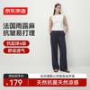 Women's Tencel Linen Blend Wide-Leg Straight Pants