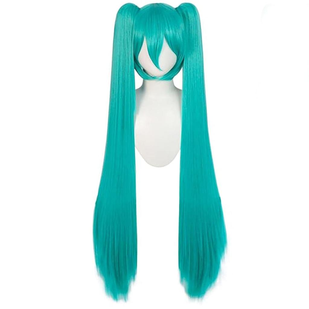 110cm Cosplay Wig Anime Long Synthetic Hair Clips 2 Ponytails Lolita Wig for Halloween