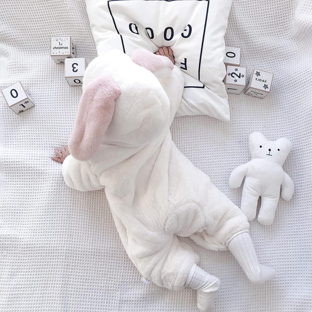 Cold Hooded Fluffy Winter Rabbit Baby Baby Shower Girl 100th Day Present [Famuka] Coveralls, Weather, Rompers, Jumpsuits, Costumes, Costumes, Clothes,