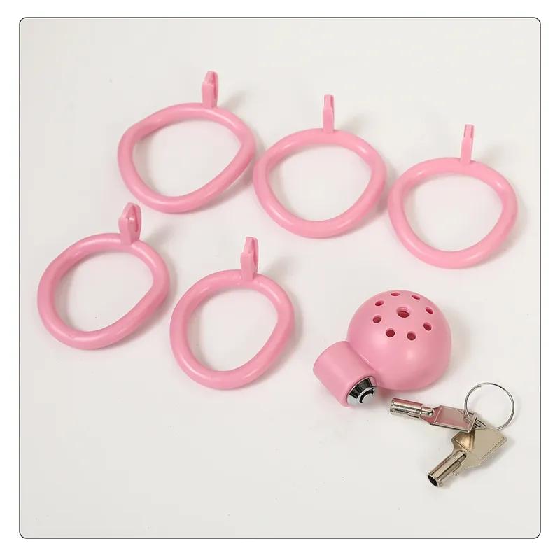 ABS Chastity Cage with 5 Rings Cock Cage Adult Sex Toy Penis Bondage Urethral Lock with Plug Male Cuckold Fetish Erotic BDSM Toy