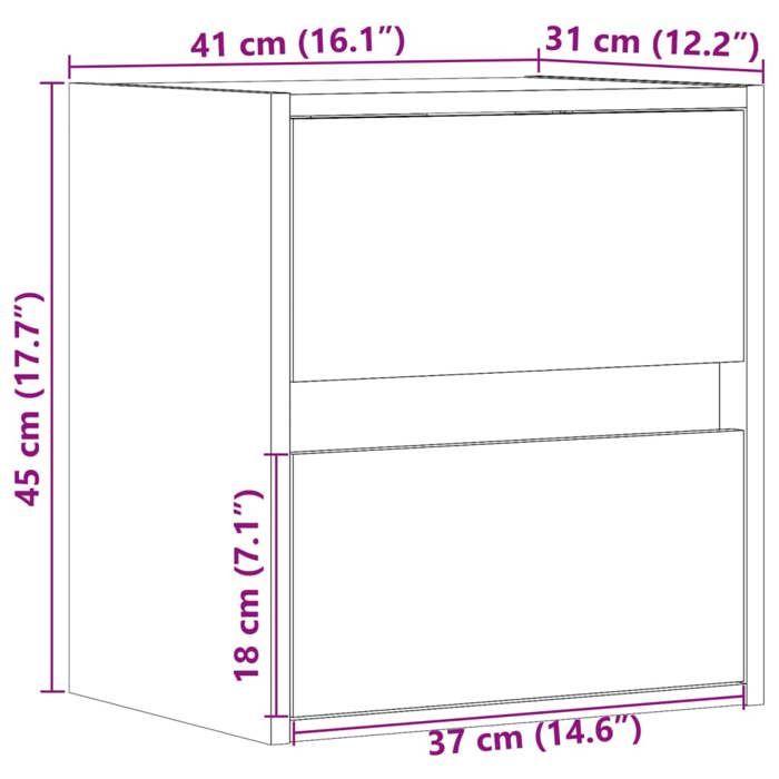 VidaXL Meubles TV muraux avec lumières LED 2 pcs blanc 41x31x45 cm, meuble TV suspendu au mur, unité TV flottante, support 852272