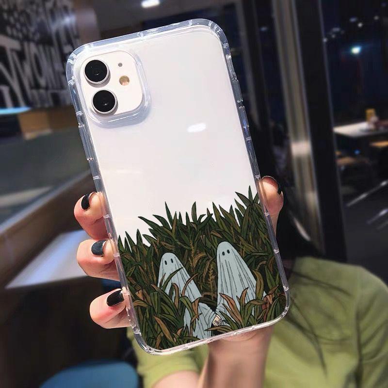 Soft TPU Clear Shockproof Phone Case for IPhone 11 12 13 14 Mini Pro Max XR X XS 8 7 6 6S Plus SE 2020 Cute Ghost Cover Bag