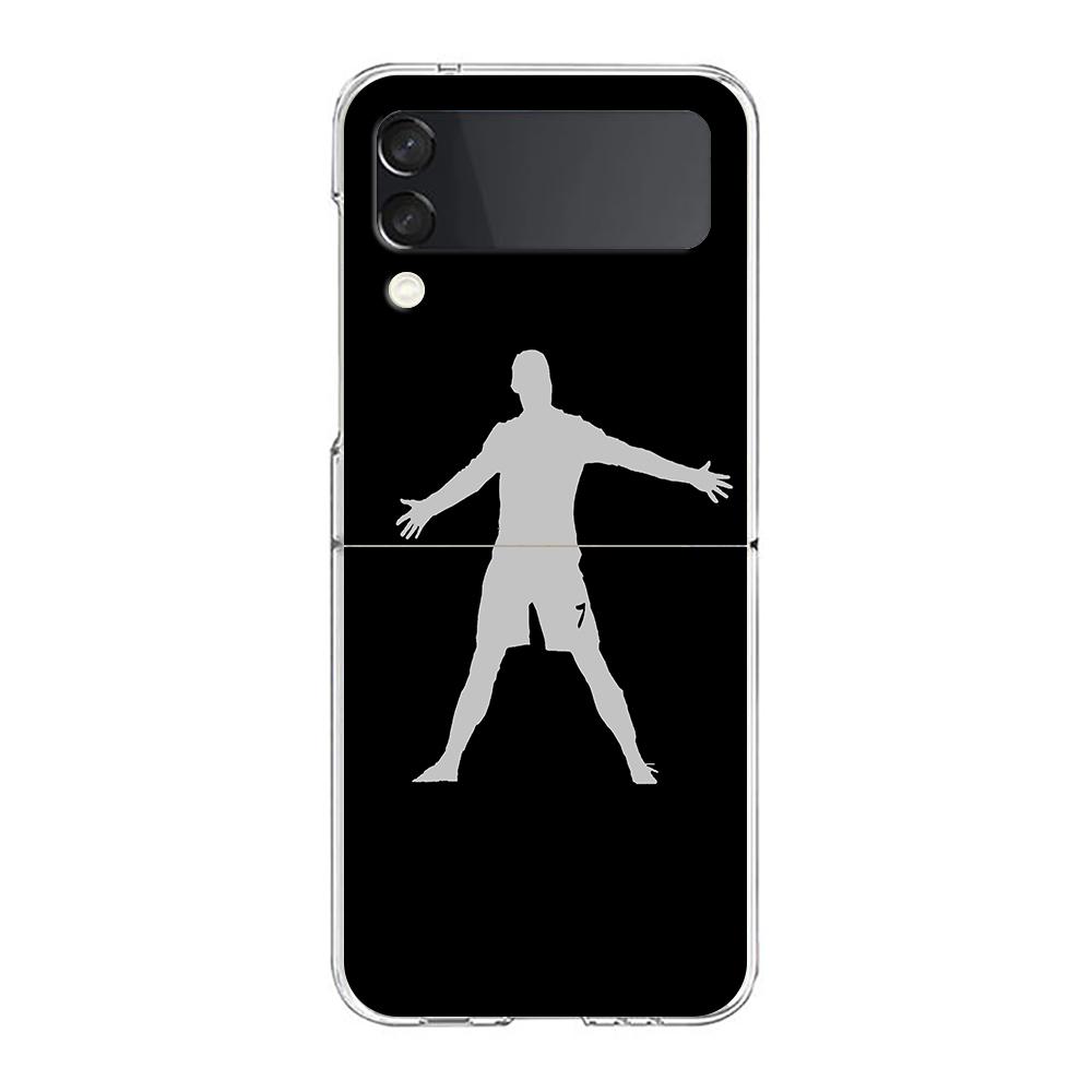 Football Player Soccer Art Clear Phone Case For Samsung Galaxy Z Flip 3 4 5 Hard Folding Shell For Samsung Z Flip3 Back Cover