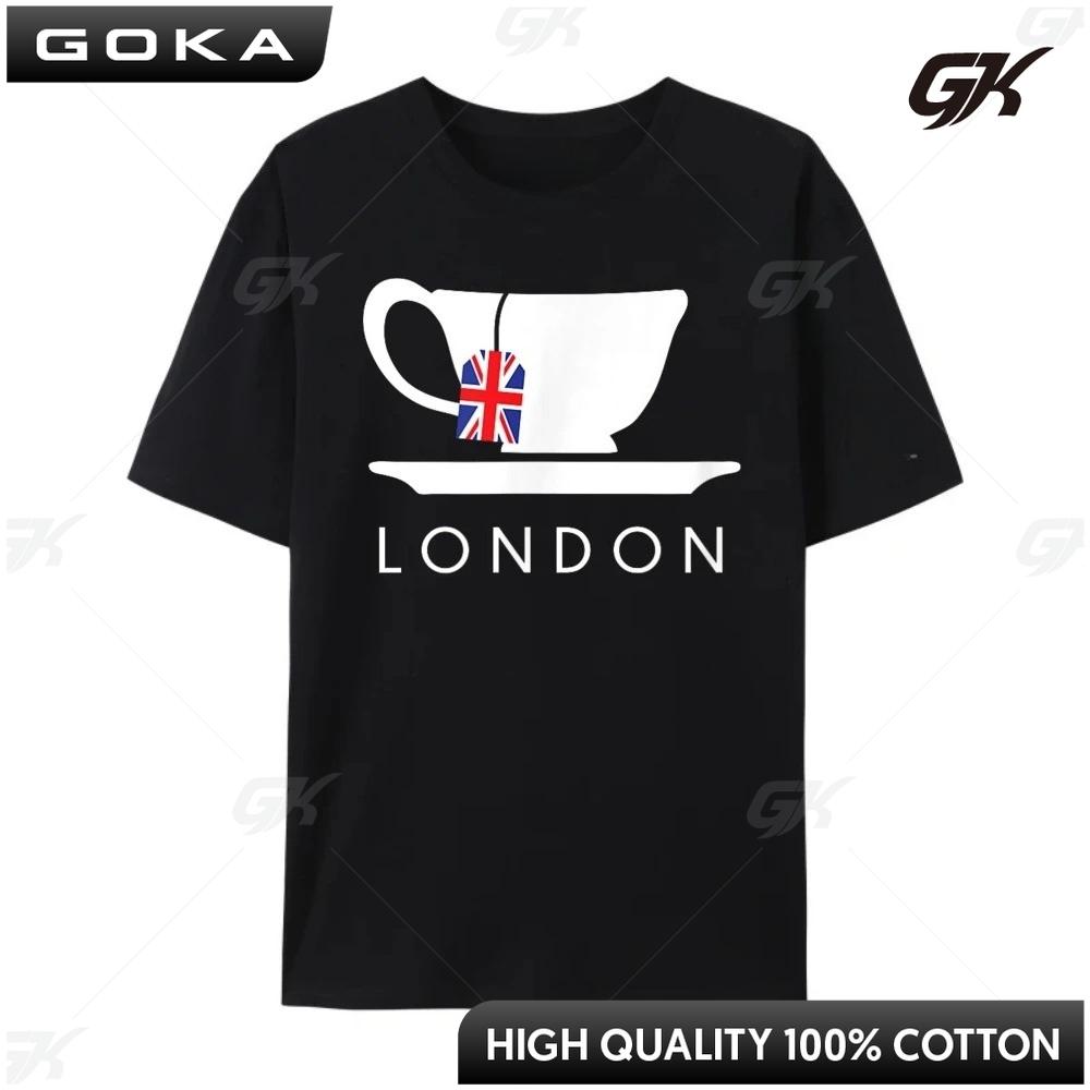 

London Uk Tea Shirt Cool British Teacup Cotton Graphic Printed Tees Short Sleeve Tee St Patricks Day Casual 4XL