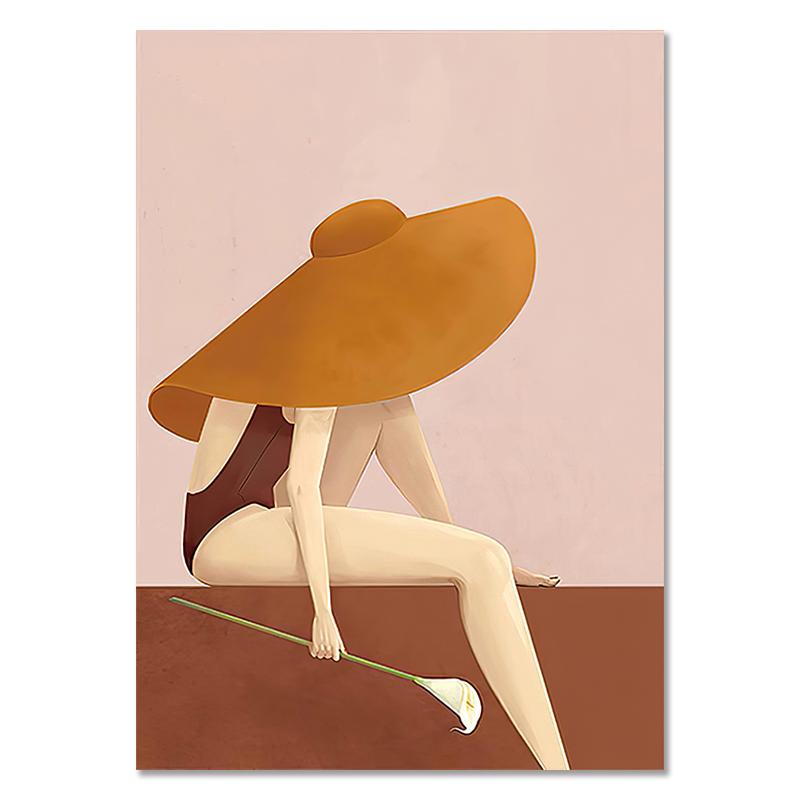 

Скандинавские акварельные женские картины на холсте, простая фигура, настенный художественный декор, плакат и принты, фотографии для интерьера, декора гостиной 21x30cm No Framed