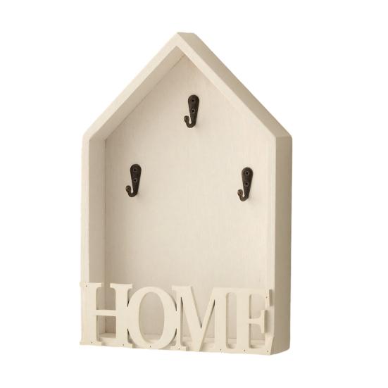 Wooden Home Key Holder with 3 Hooks Rustic House Wall Mount Key Organizer Multi-purpose Home Office Entryway Decorative Key Hanger Rack