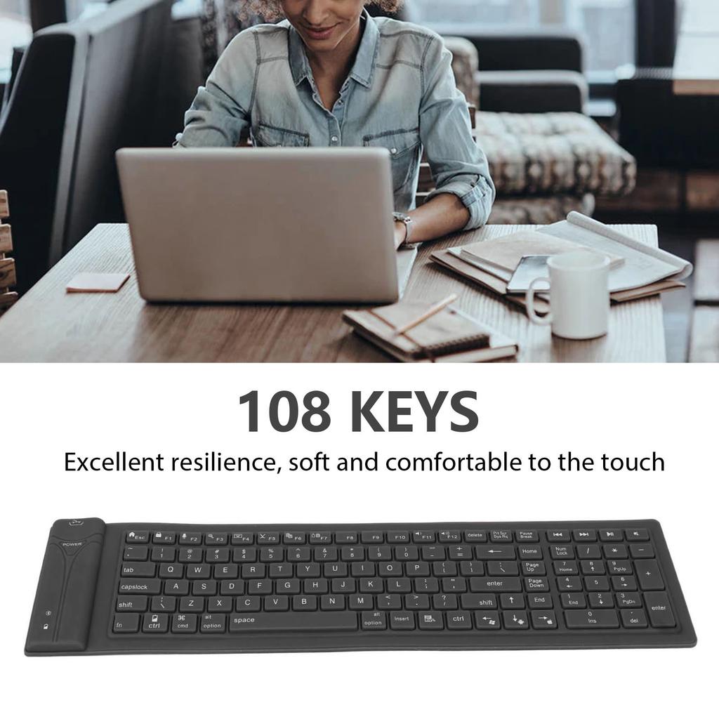 Clavier en Silicone Pliable 108 Touches Étanche Conception Entièrement Scellée Clavier Pliable pour la Frappe