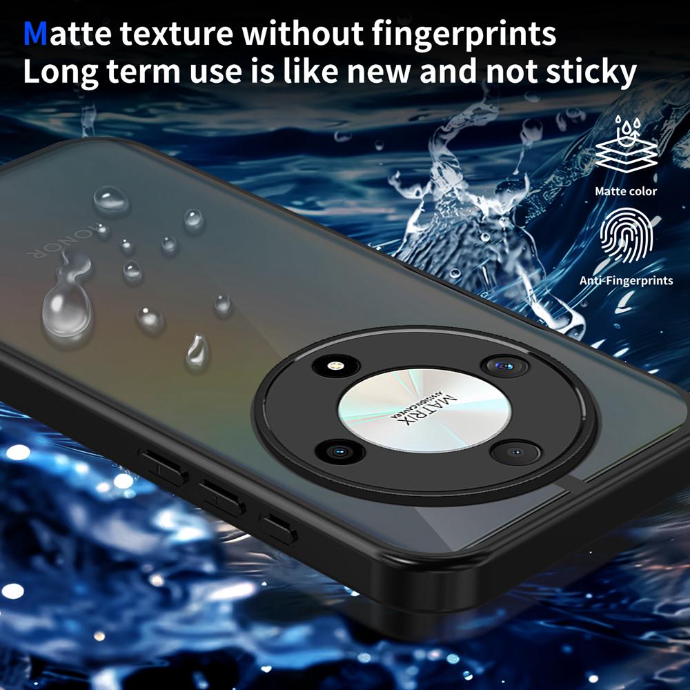 KEYSION Matte Translucent Black Phone Case for HONOR X9b 5G Soft Silicone+PC Clear Shockproof Back Cover for Magic 6 Lite 5G