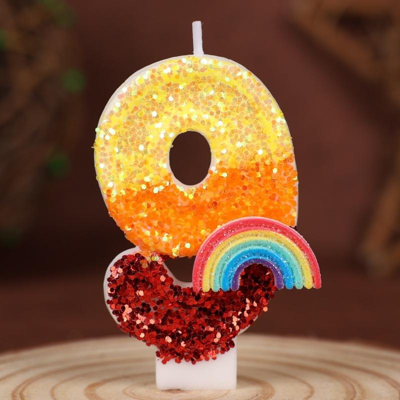 

Hope Rainbow Numbers Birthday Candle Cake Party Decoration Birthday Handmade Candles 0-9 9
