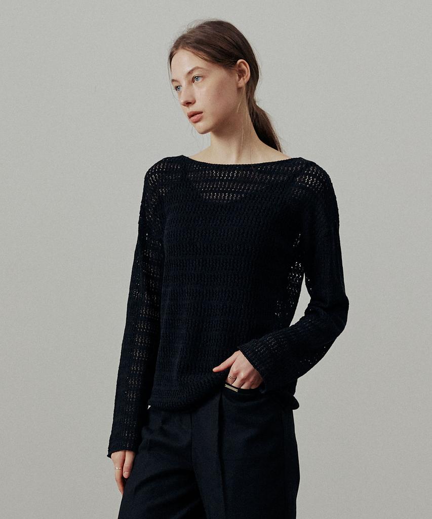 ARTID Linen Oversized See-Through Knit_Black