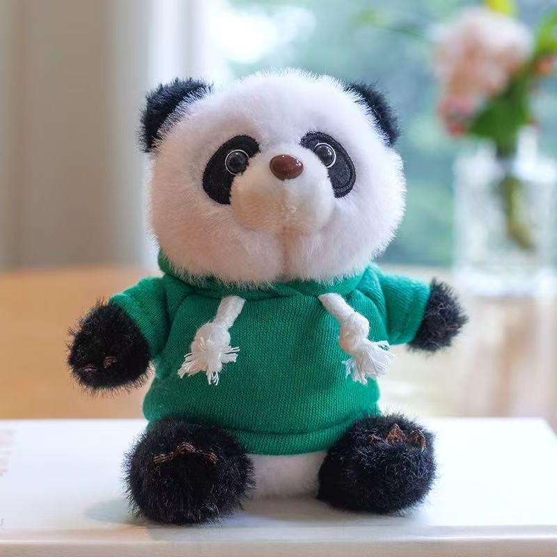Panda Hoodie Doll Keychain - Plush Toy with Logo