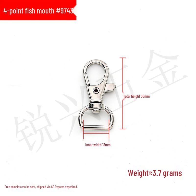 Zinc Alloy Fish Mouth Buckle for Dog Luggage, Shoulder Straps, Keychains, and Webbing.