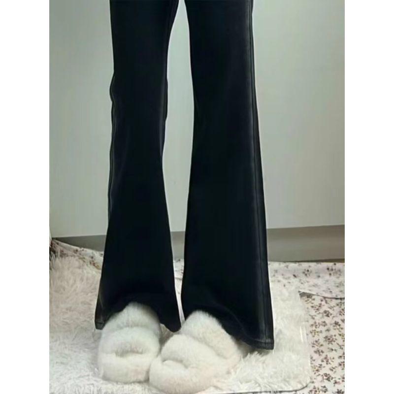 Women's Plus Size High-Waist Micro-Flare Jeans - Retro Color-Block Design for Spring/Autumn