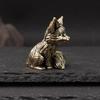 Brass Fox Statue Cute Fox Miniature Figurines Desk Ornament Decorations Accessories Copper Animal Sculpture Home Decor Crafts