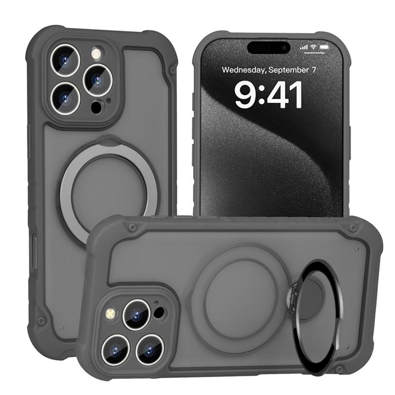 Für iPhone 11 12 13 14 15 16 Pro Max Plus Hülle Magsafe Airbag Militärgrad-Schutz 360° Drehung Metallständer Weiche Abdeckung