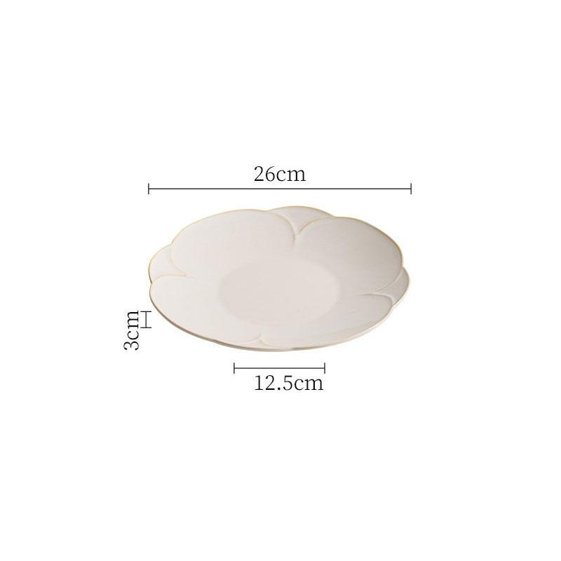 Creative Beige Petal Edge Ceramic Flat Plate Restaurant Irregular Steak Plate Dessert Plate Sushi Plates Specialty Tableware