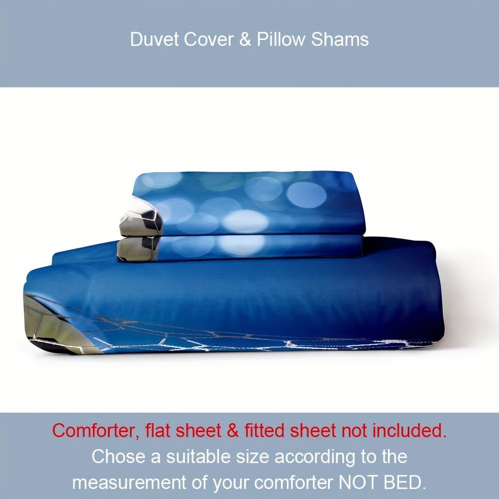 3pcs Soccer-Themed Duvet Cover Set - Breathable, Soft Polyester With Zip Closure - Includes 1 Duvet Cover & 2 Pillowcases